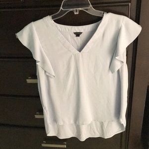 Ann Taylor Blue Flutter Short Sleeve Top - L